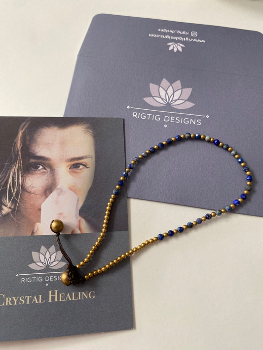 Lapis Crystal Healing Anklet for Insecurity - Louise's Jewellery Box