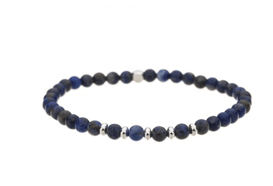 Lapis Stretch Bracelet with Silver Plated Beads - Louise's Jewellery Box
