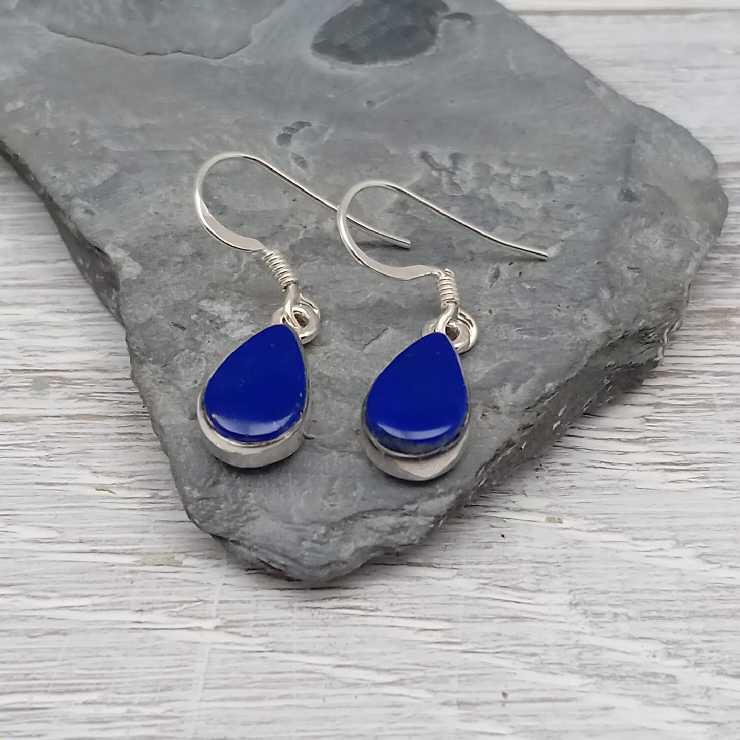Lapis Teardrop Earrings in Sterling Silver