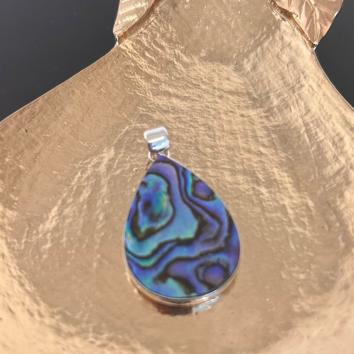 Large Teardrop Abalone Shell Pendant in Sterling Silver - Louise's Jewellery Box