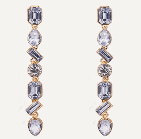Long Crystal Drop Earring in Gold - SPECIAL PURCHASE - Louise's Jewellery Box