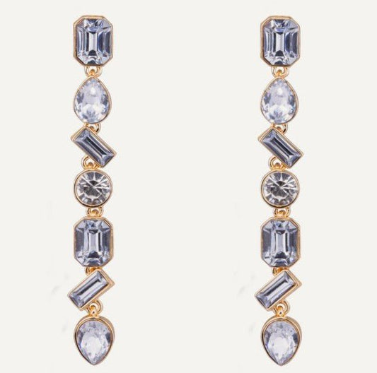 Long Crystal Drop Earring in Gold - SPECIAL PURCHASE - Louise's Jewellery Box