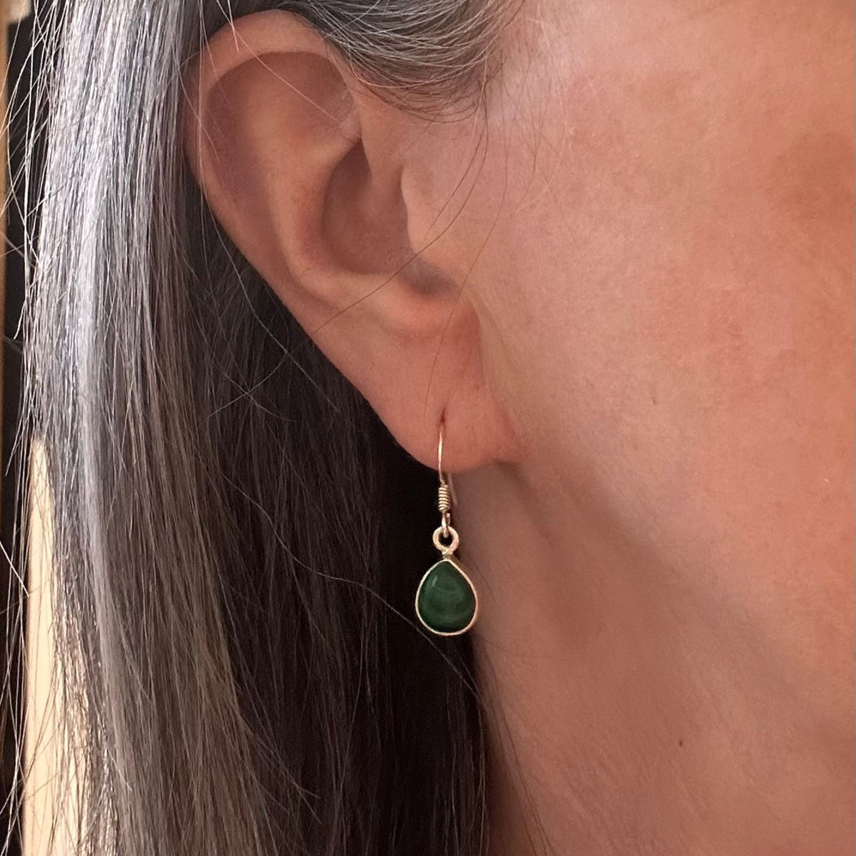 Malachite Teardrop Earrings in Sterling Silver - Louise's Jewellery Box