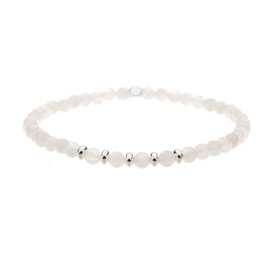Moonstone Stretch Bracelet with Silver Plating - Louise's Jewellery Box