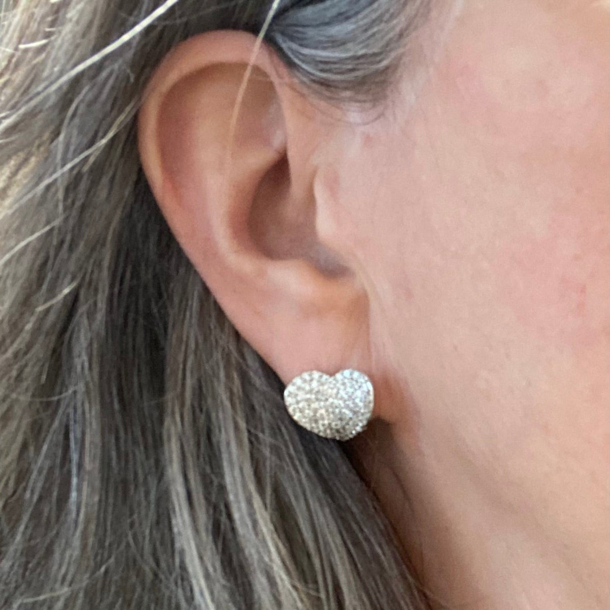 Rhodium Plated, Crystal Encrusted Heart Earrings - Louise's Jewellery Box