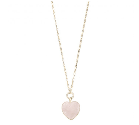 Rose Quartz Heart Pendant on a Gold Plated Chain - Louise's Jewellery Box