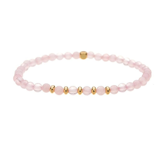 Rose Quartz Stone Bracelet with Gold Plating - Louise's Jewellery Box