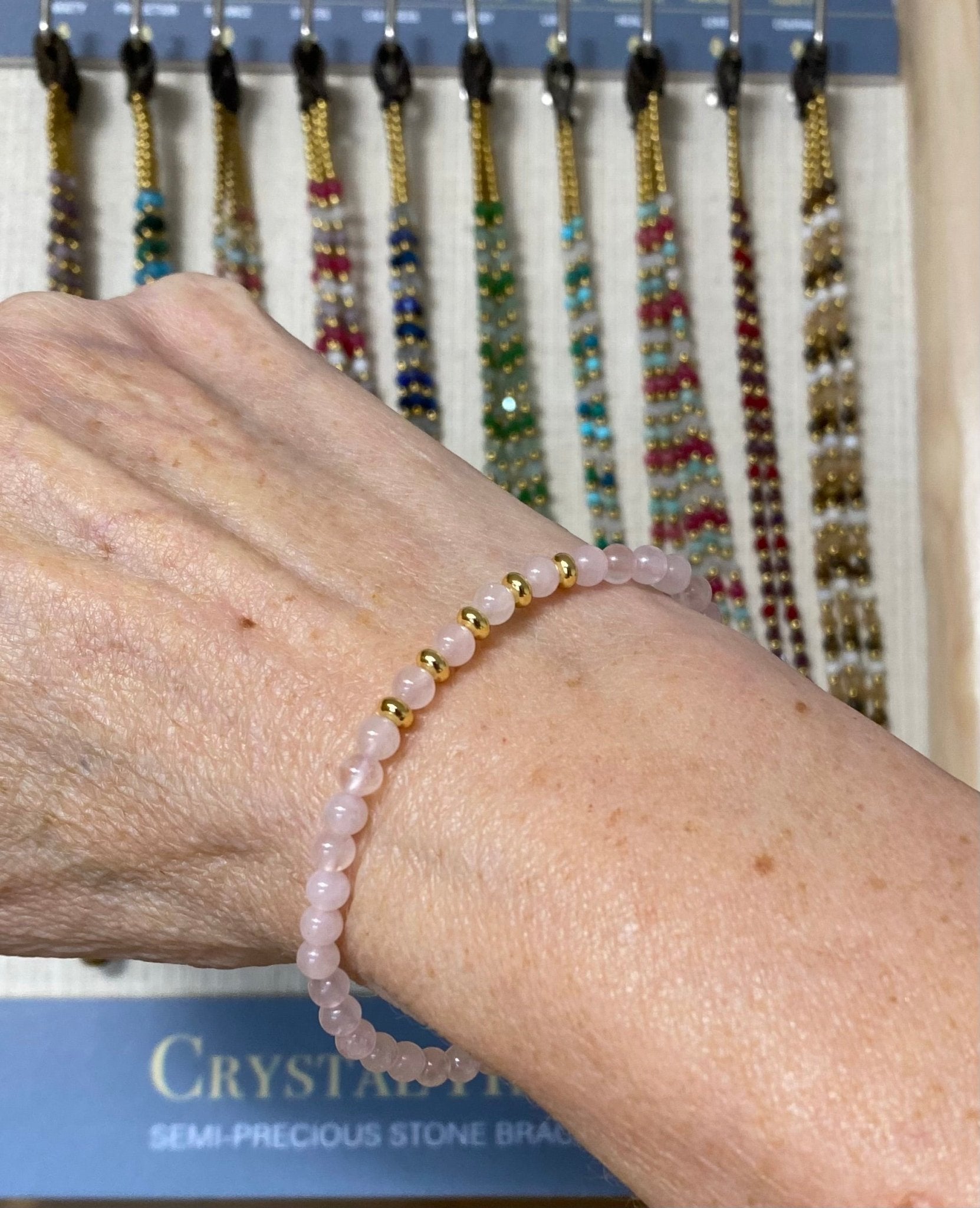 Rose Quartz Stone Bracelet with Gold Plating - Louise's Jewellery Box
