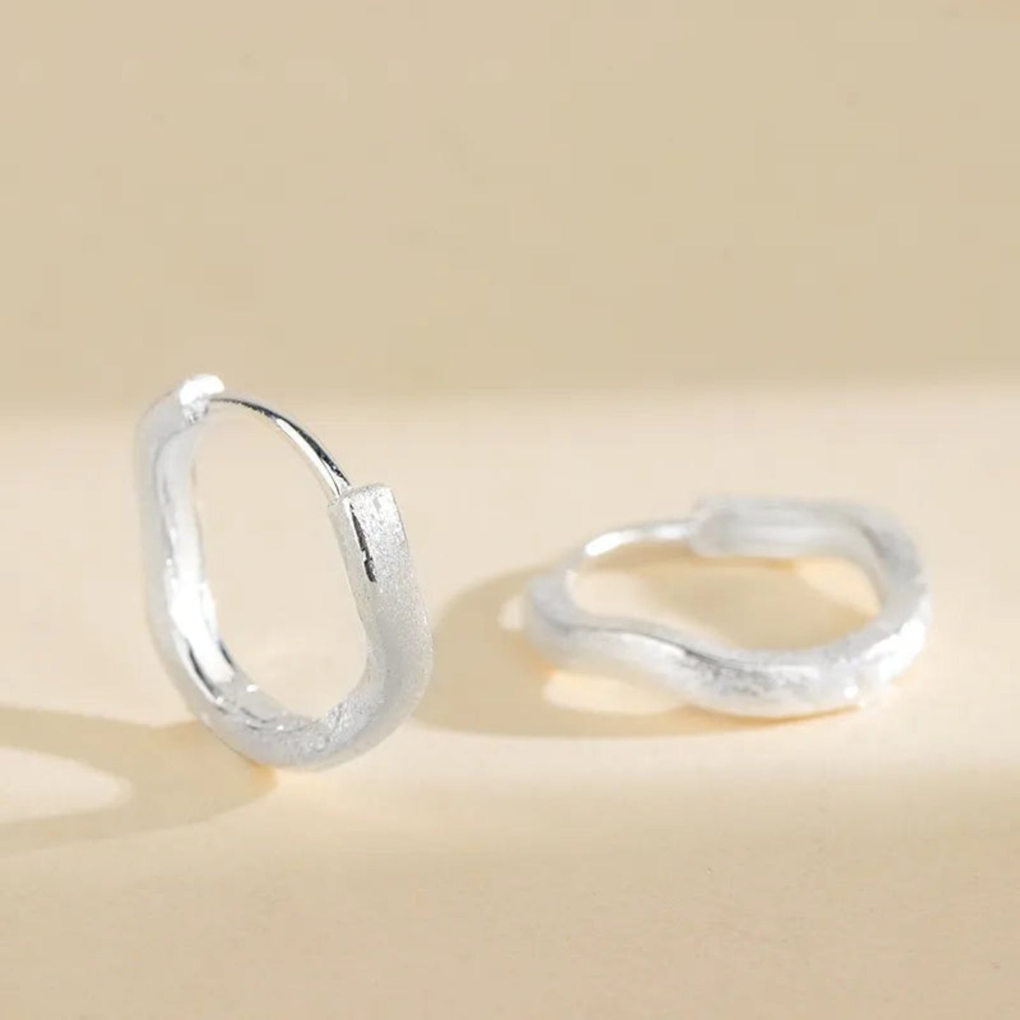 Sterling Silver Hoop Earrings with Sandblasted Finish