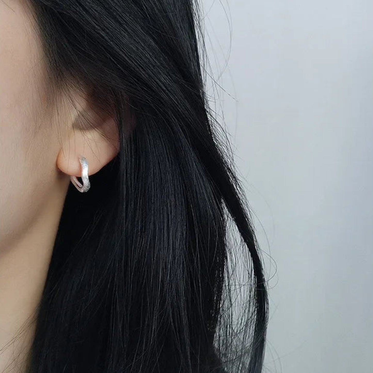 Sterling Silver Hoop Earrings with Sandblasted Finish