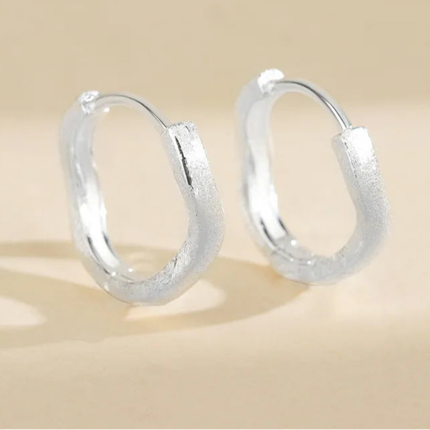 Sterling Silver Hoop Earrings with Sandblasted Finish