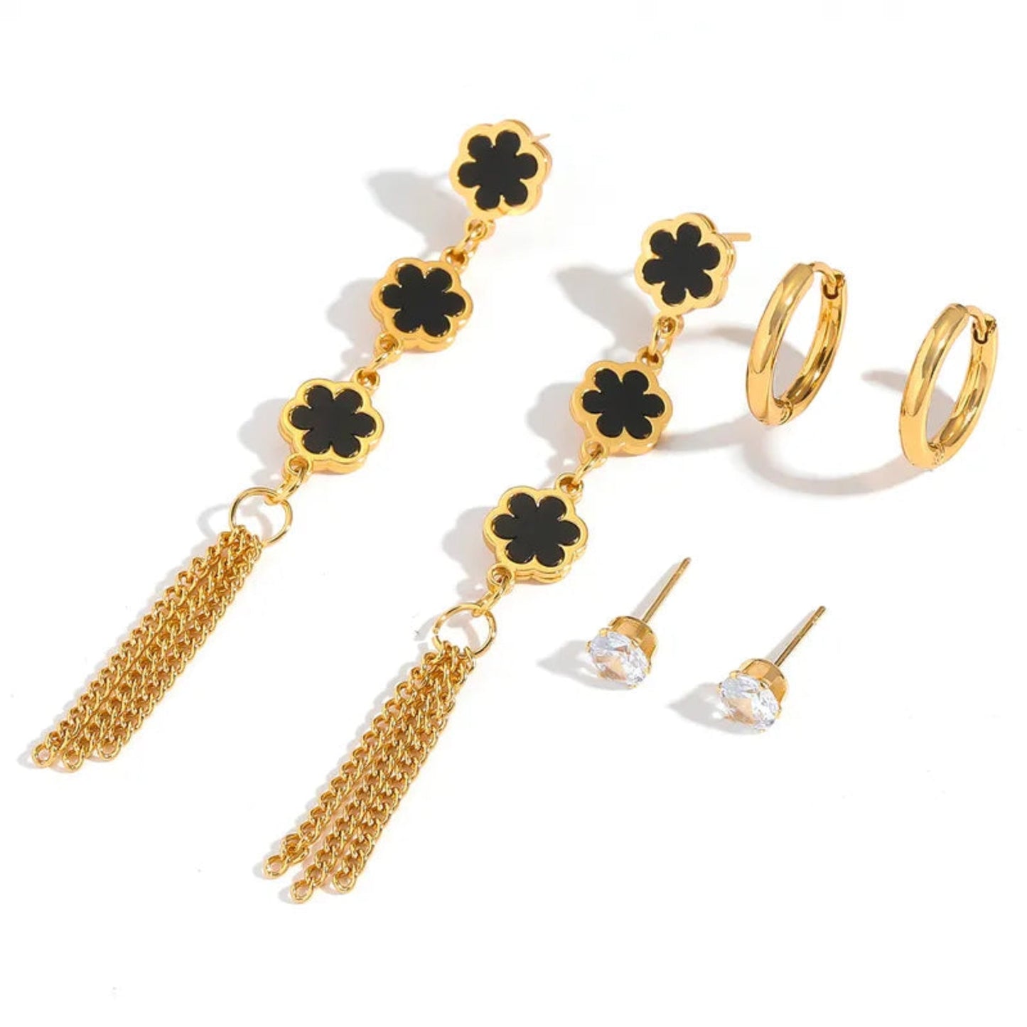 Set of 3 Gold Plated Waterproof earrings - Louise's Jewellery Box