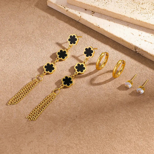 Set of 3 Gold Plated Waterproof earrings - Louise's Jewellery Box