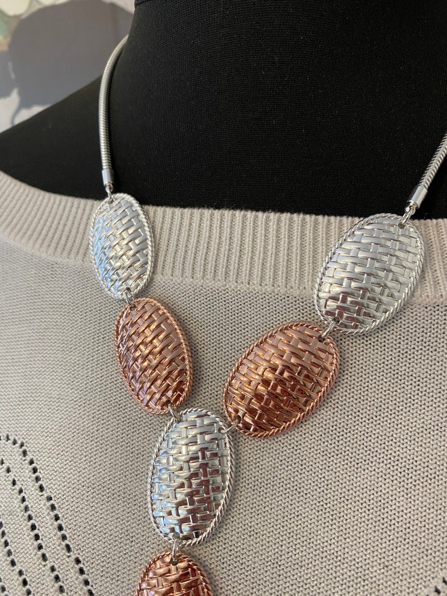 Short Silver and Rose Gold Necklace - Louise's Jewellery Box