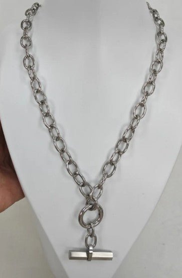 Silver Chunky Waterproof T Bar Necklace - Louise's Jewellery Box