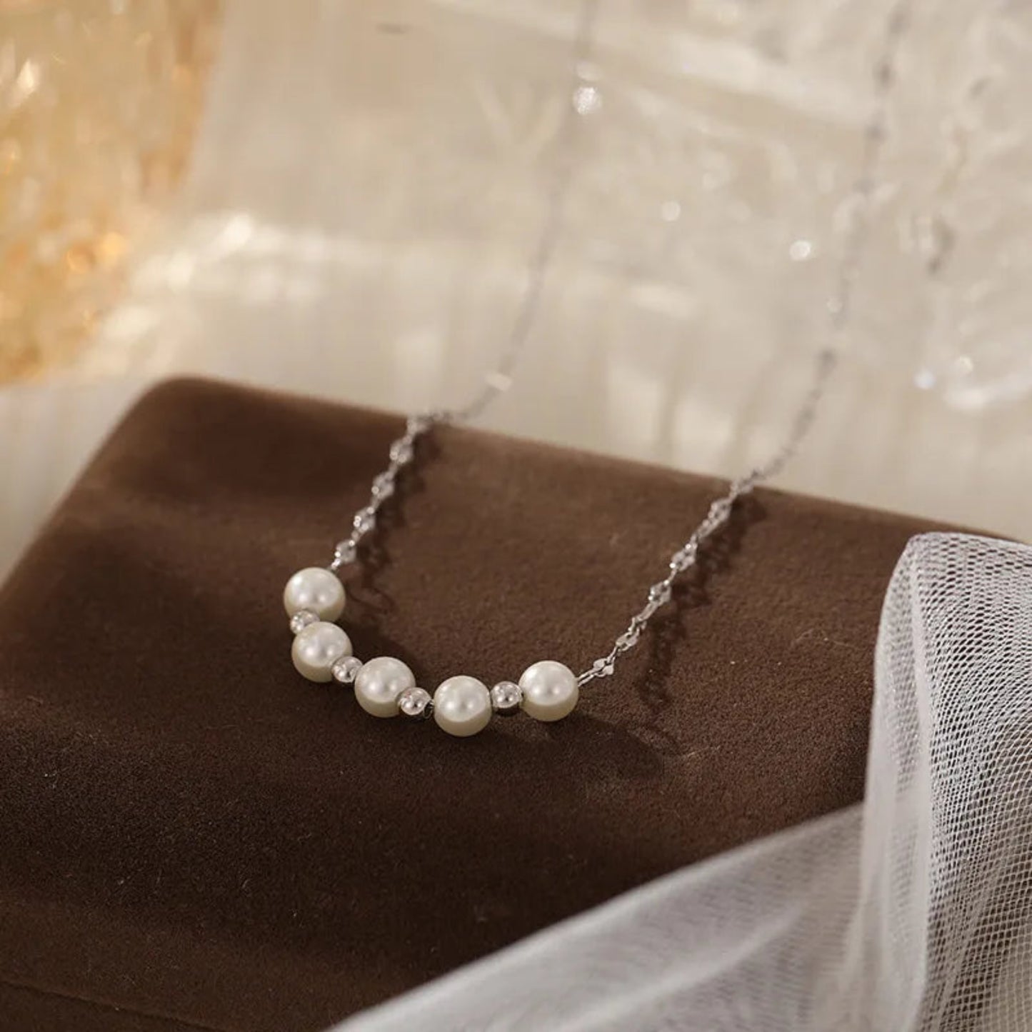 Sterling Silver and Pearl Short Necklace