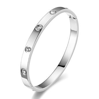 Silver Waterproof Bangle with CZs