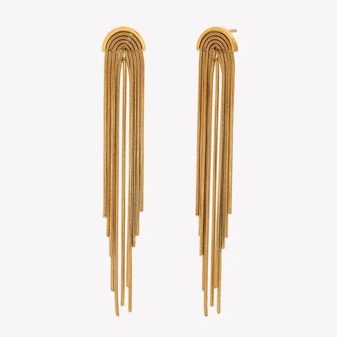 Statement Tassle Waterproof Gold Plated Stud Earrings - Louise's Jewellery Box