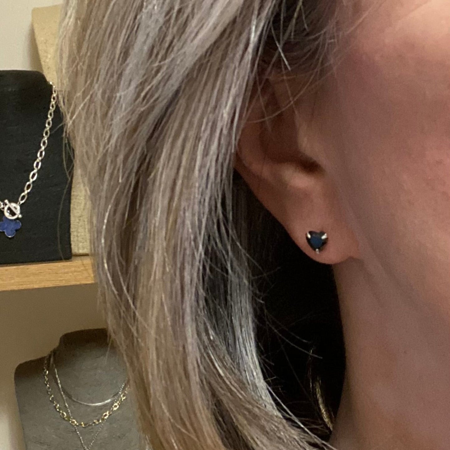 Sterling Silver Black CZ Heart Stud Earrings - SPECIAL PURCHASE!!! - Louise's Jewellery Box