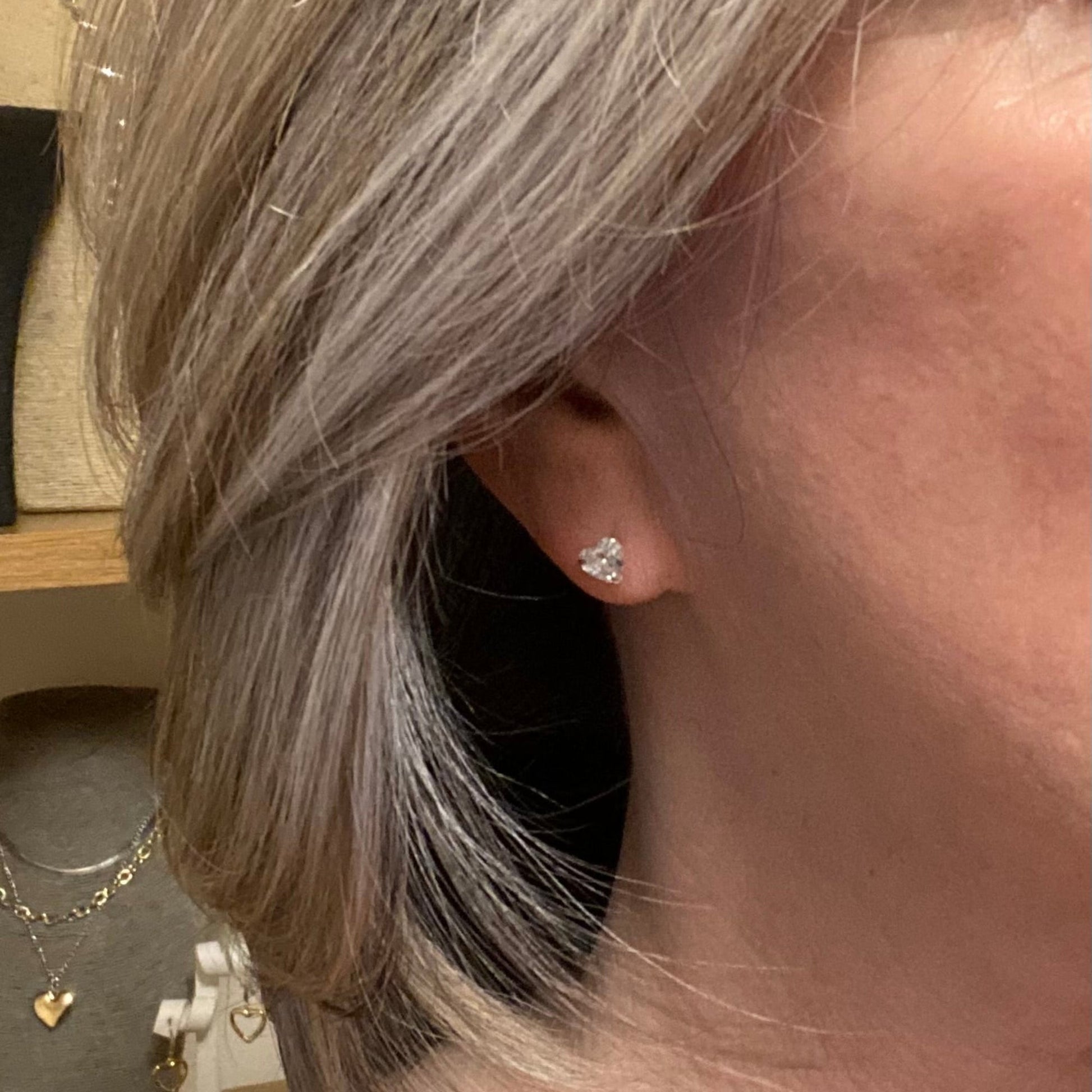 Sterling Silver Clear CZ Heart Stud Earrings - SPECIAL PURCHASE!!! - Louise's Jewellery Box