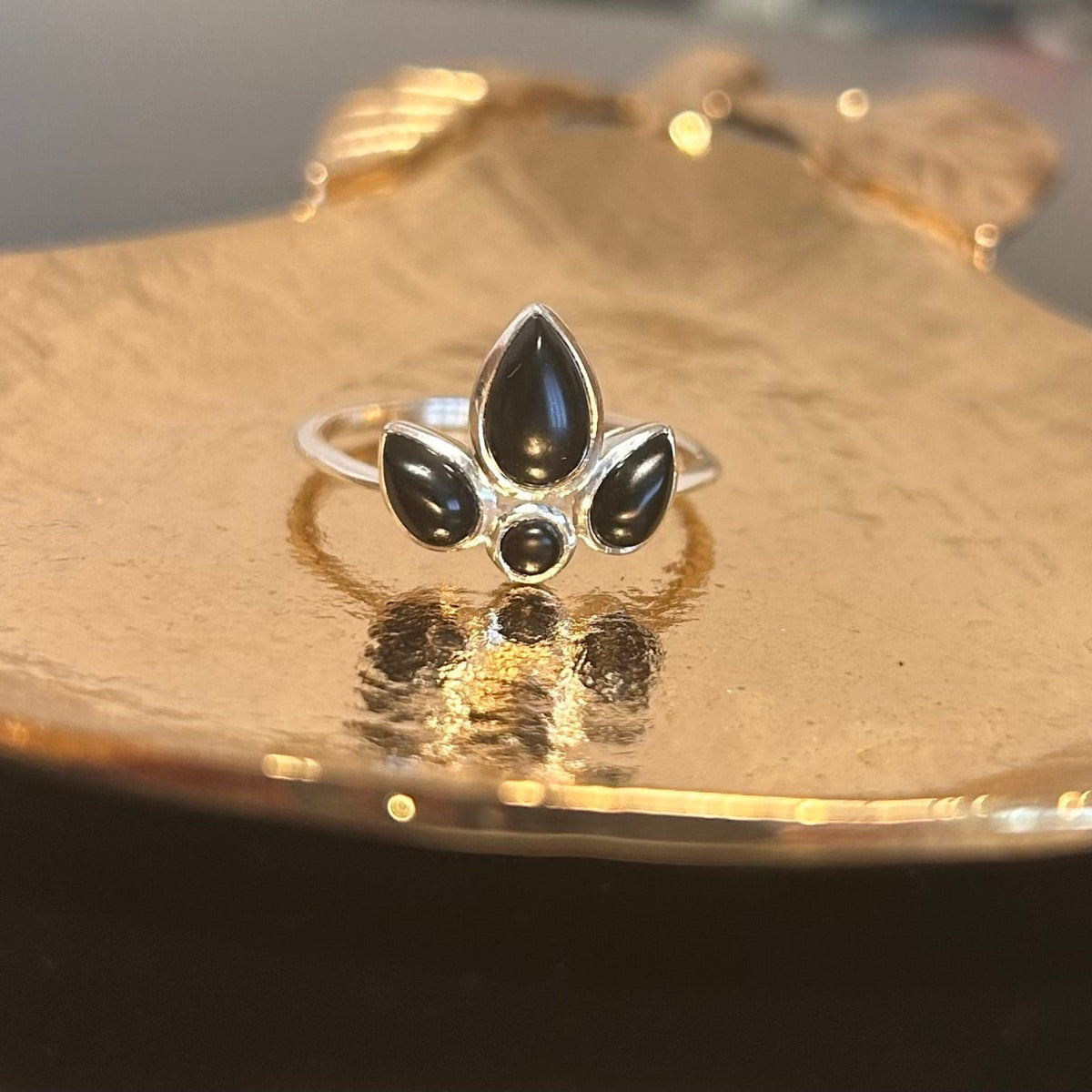 Sterling Silver Clustered Black Onyx Ring - Louise's Jewellery Box