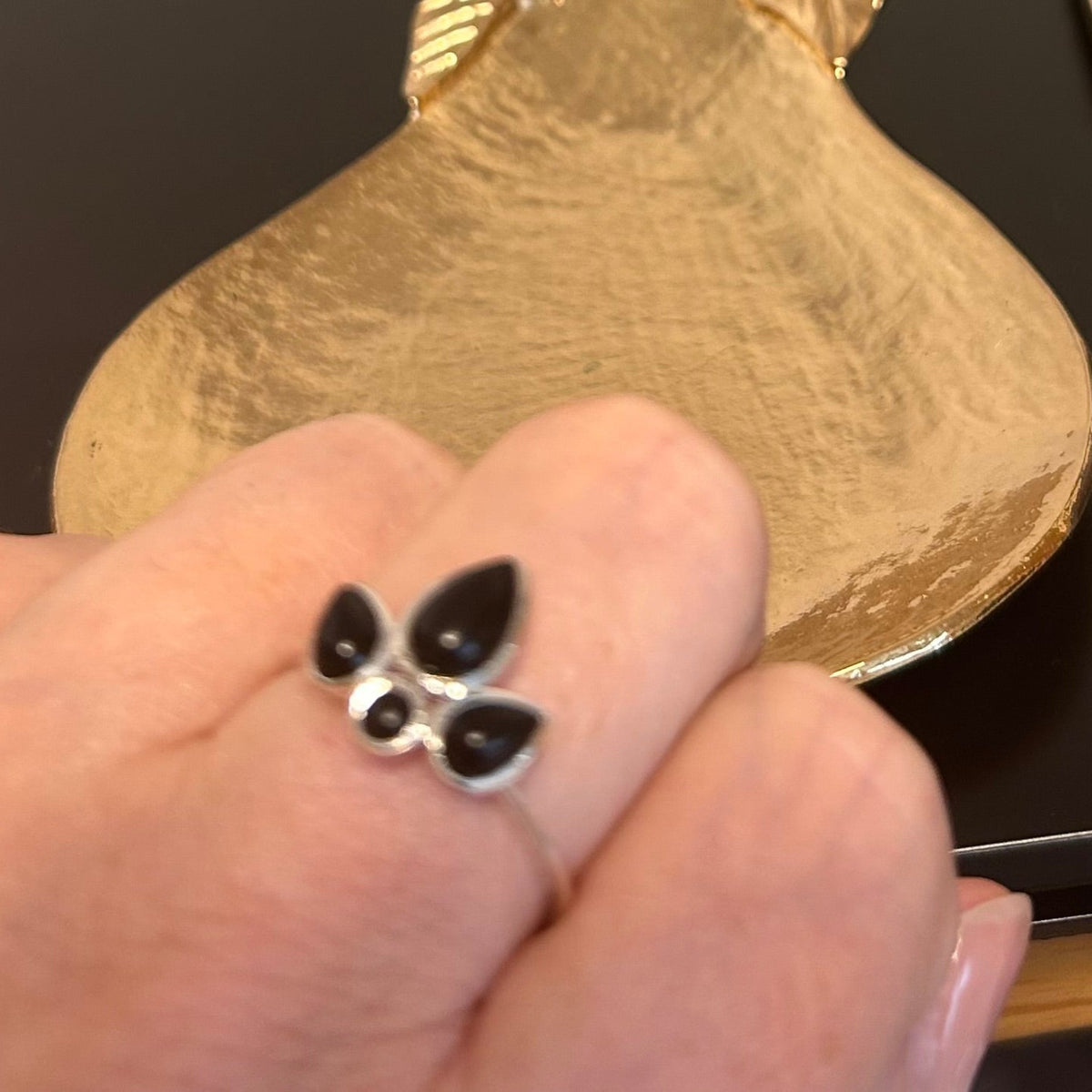 Sterling Silver Clustered Black Onyx Ring - Louise's Jewellery Box