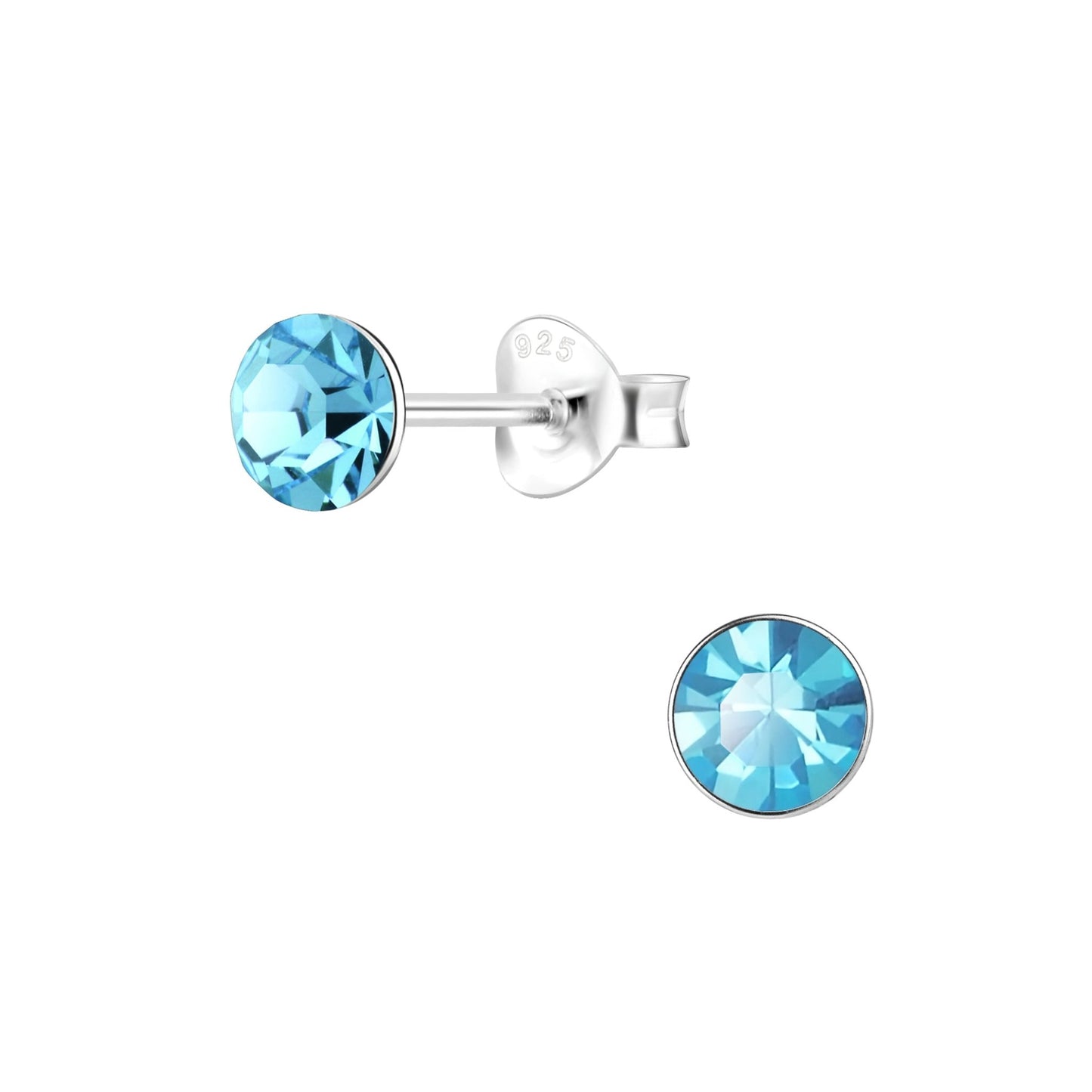 Sterling Silver Crystal Studs - Aqua - Louise's Jewellery Box