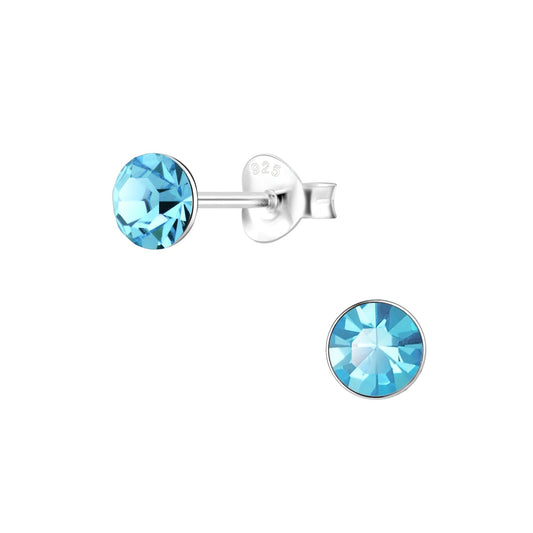 Sterling Silver Crystal Studs - Aqua - Louise's Jewellery Box