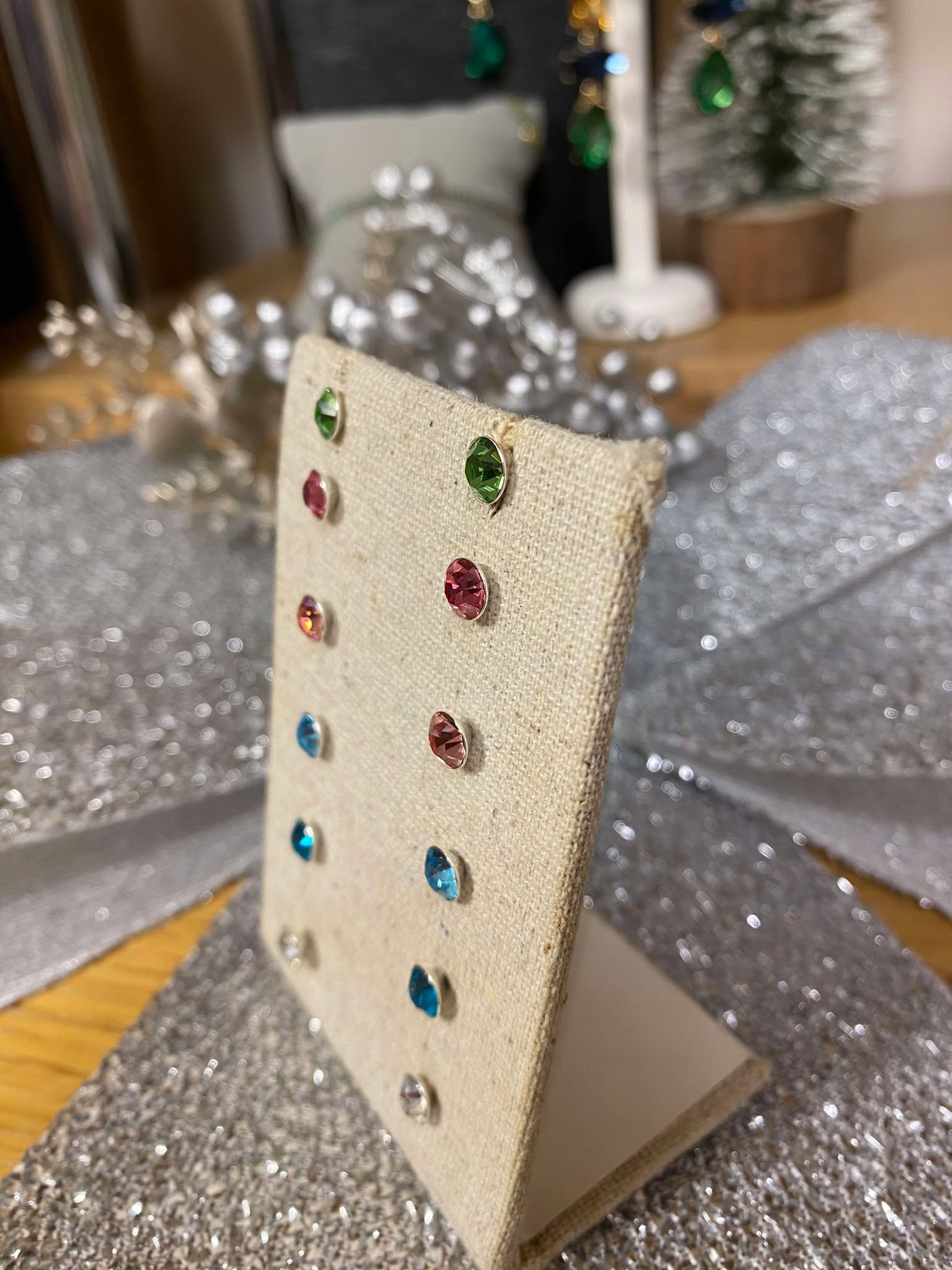 Sterling Silver Crystal Studs - Peridot Green - Louise's Jewellery Box