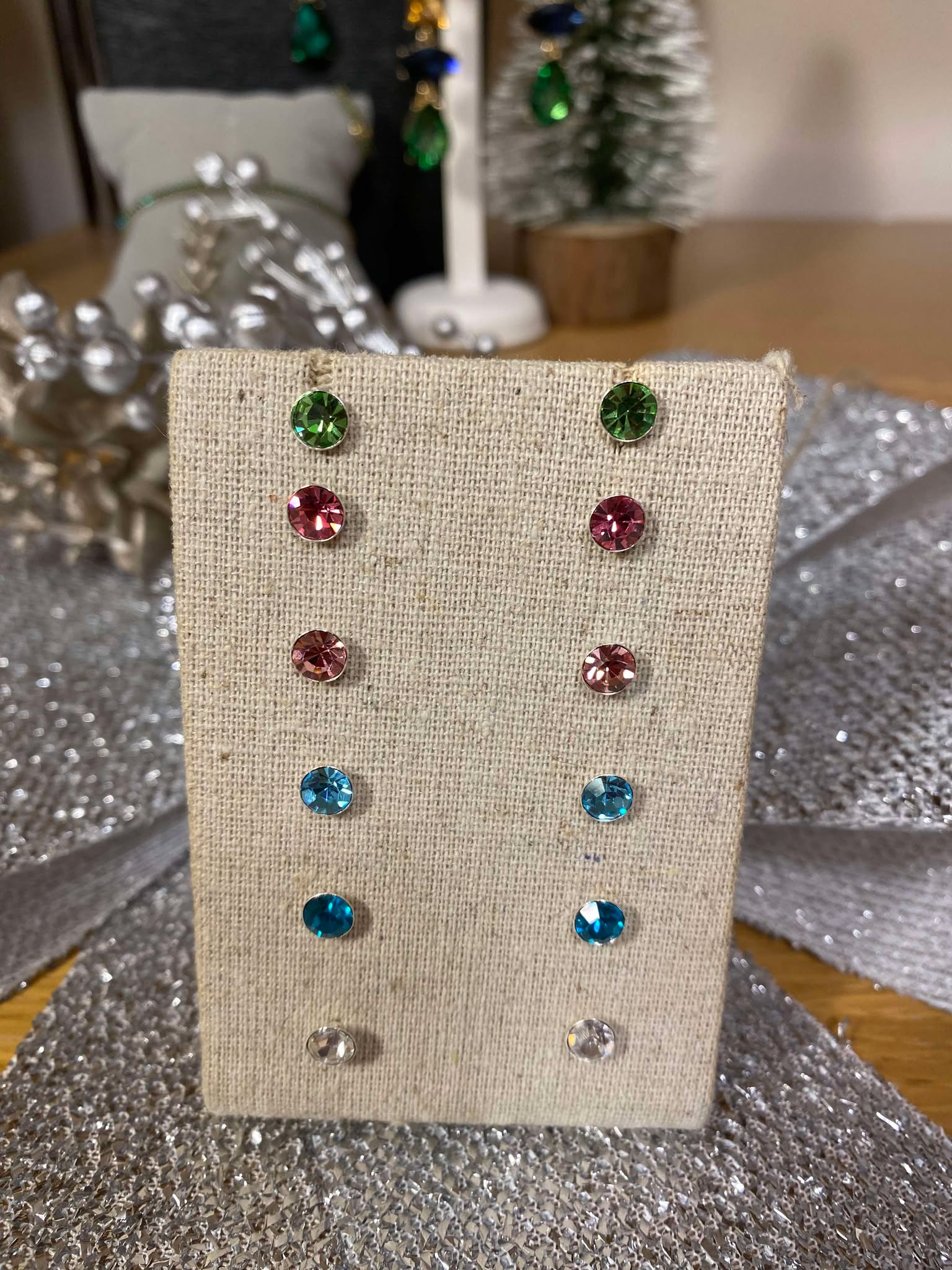 Sterling Silver Crystal Studs - Peridot Green - Louise's Jewellery Box