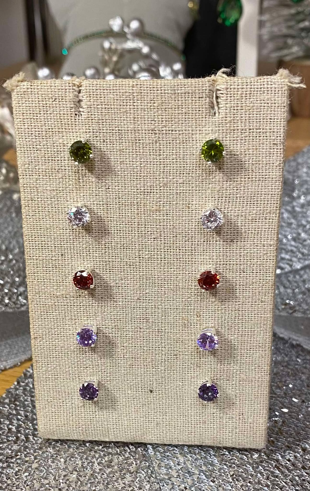 Sterling Silver Cubic Zirconia Studs - Amethyst - Louise's Jewellery Box