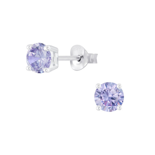 Sterling Silver Cubic Zirconia Studs - Lavender - Louise's Jewellery Box