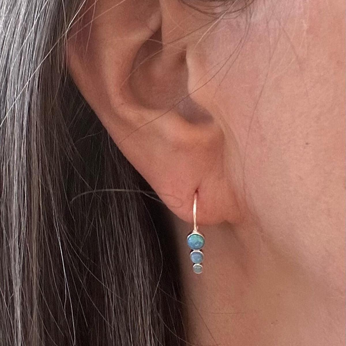 Sterling Silver Drop Blue Opalique Earrings - Louise's Jewellery Box