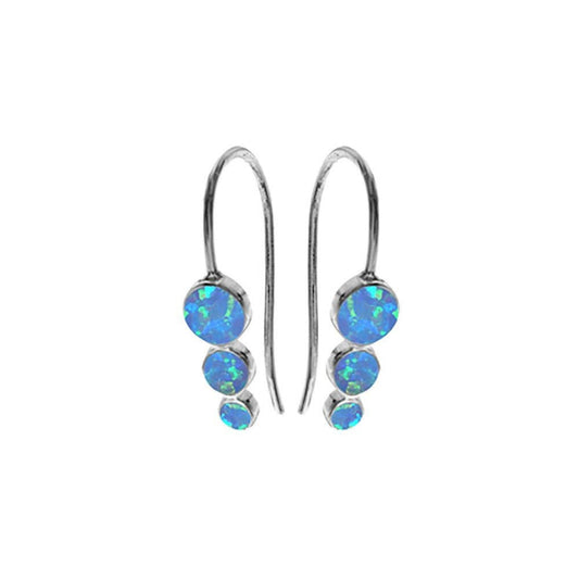Sterling Silver Drop Blue Opalique Earrings - Louise's Jewellery Box
