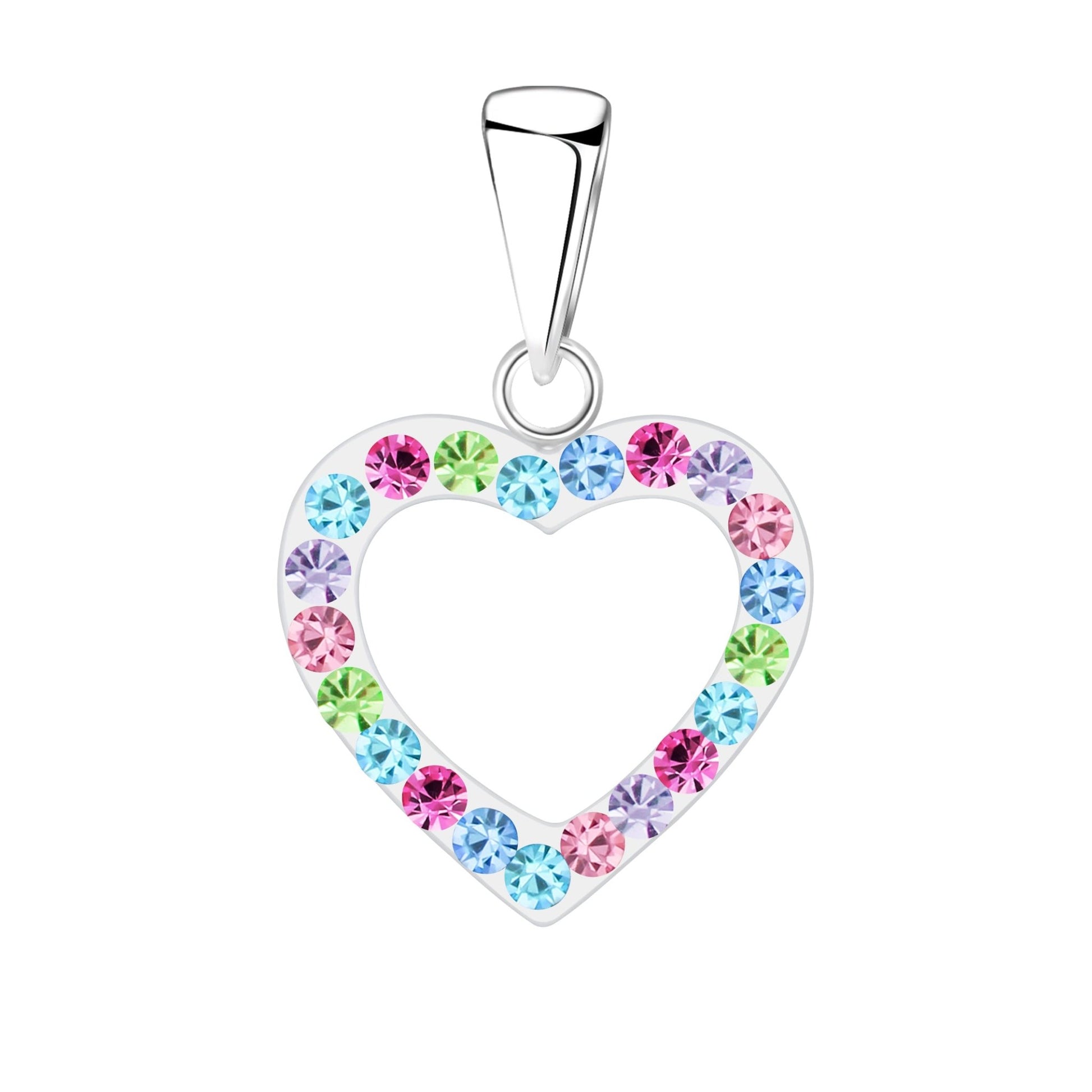 Sterling Silver Heart Necklace with Coloured Crystals - Louise's Jewellery Box