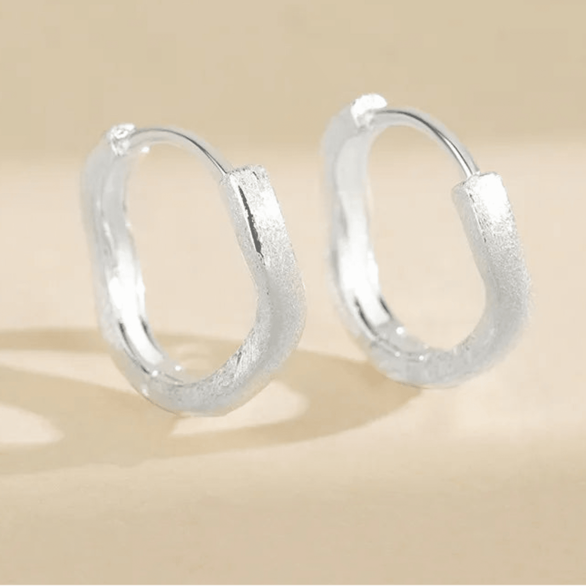 Sterling Silver Hoop Earrings with Sandblasted Finish - Louise's Jewellery Box