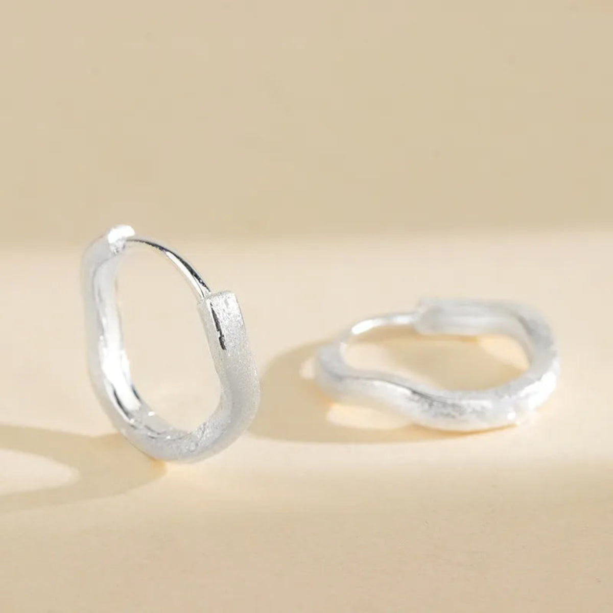 Sterling Silver Hoop Earrings with Sandblasted Finish - Louise's Jewellery Box