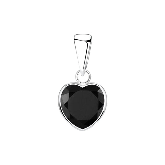 Sterling Silver Necklace with Black Crystal Heart - Louise's Jewellery Box