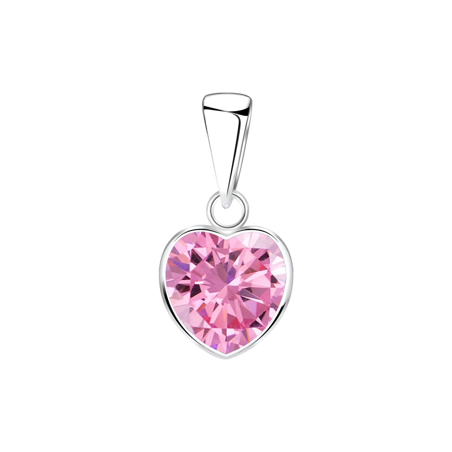 Sterling Silver Necklace with Pink Crystal Heart - Louise's Jewellery Box