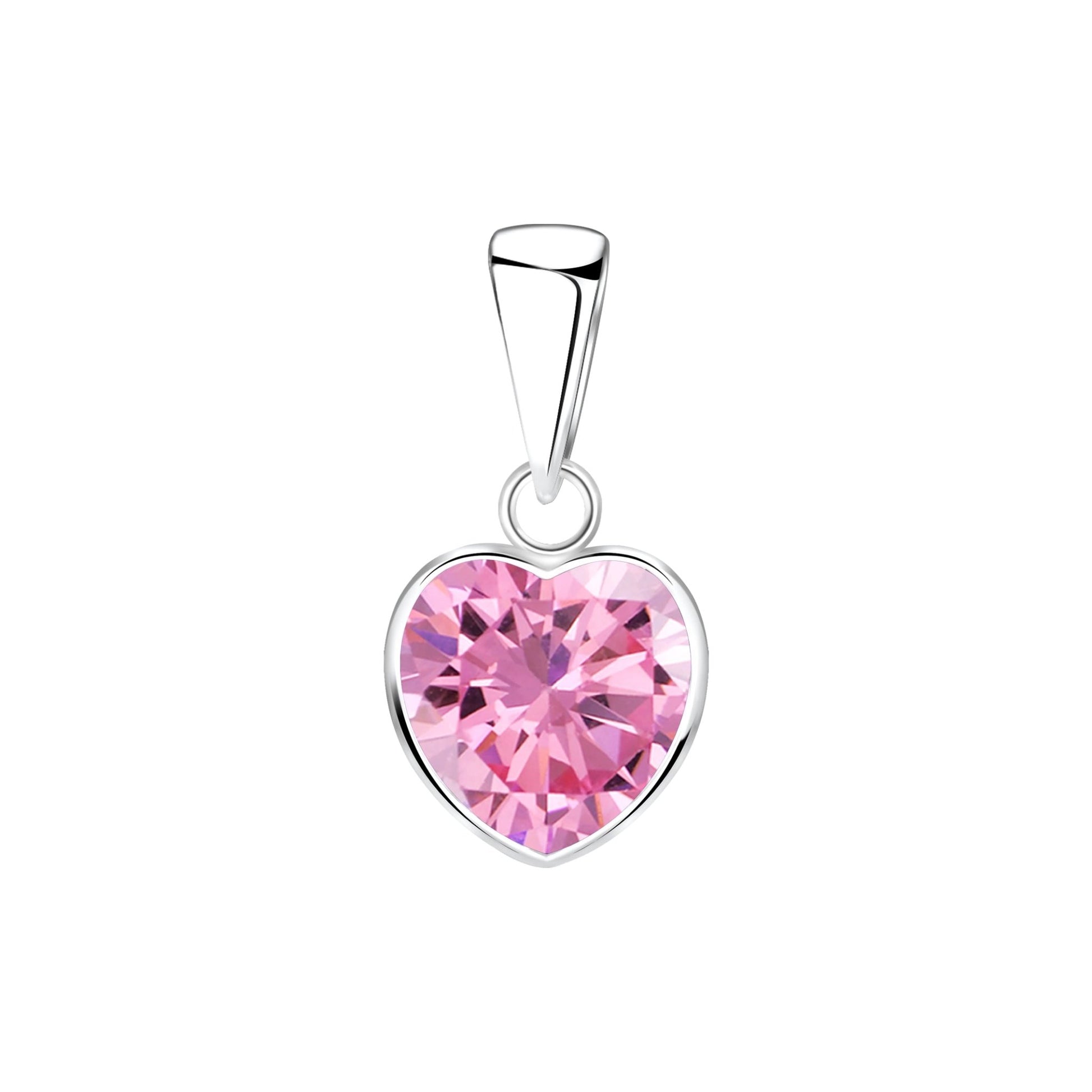 Sterling Silver Necklace with Pink Crystal Heart - Louise's Jewellery Box