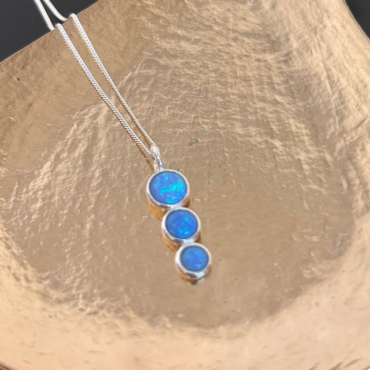 Sterling Silver Pendant with Blue Opalique - Louise's Jewellery Box