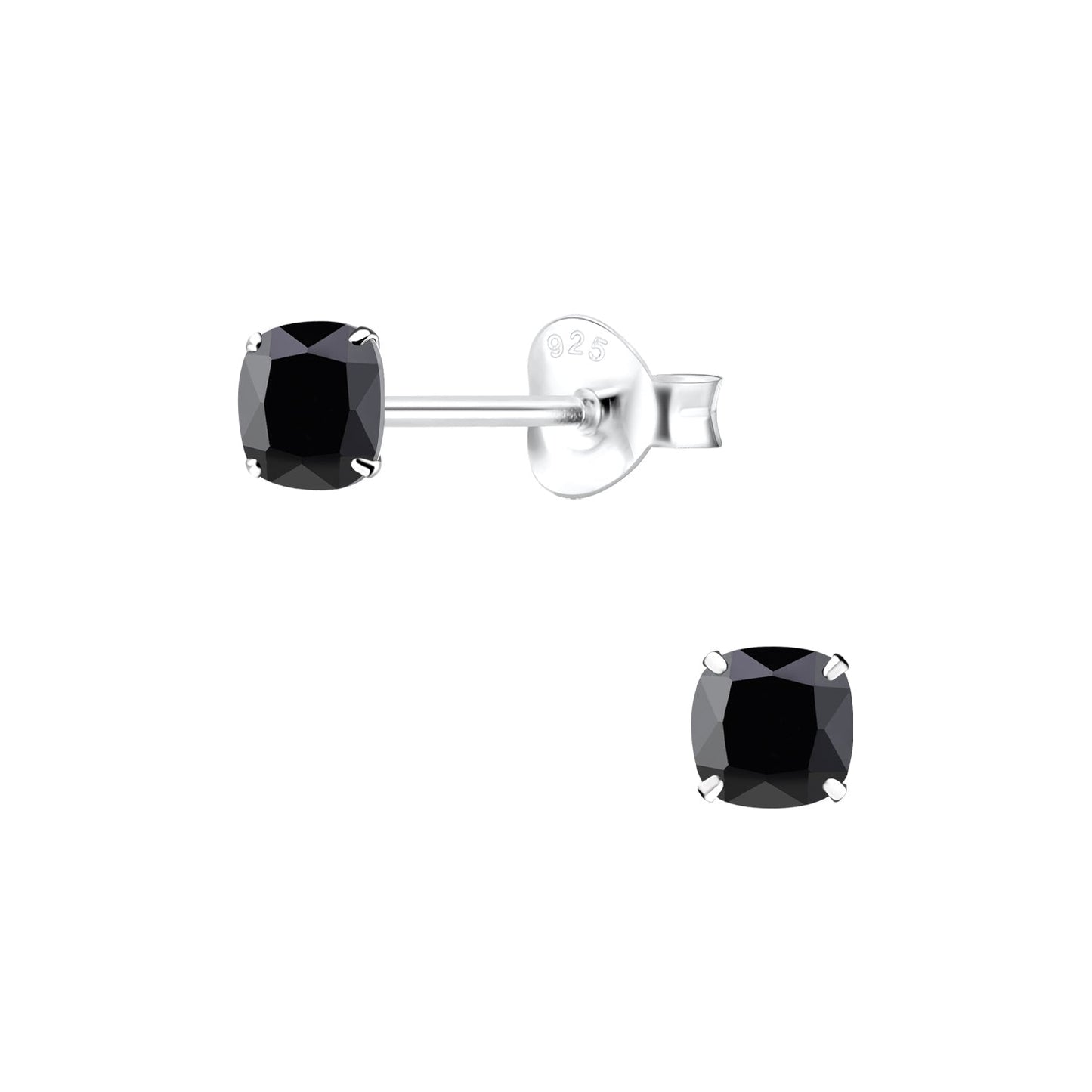 Sterling Silver Stud Earring with Black Crystal - Louise's Jewellery Box