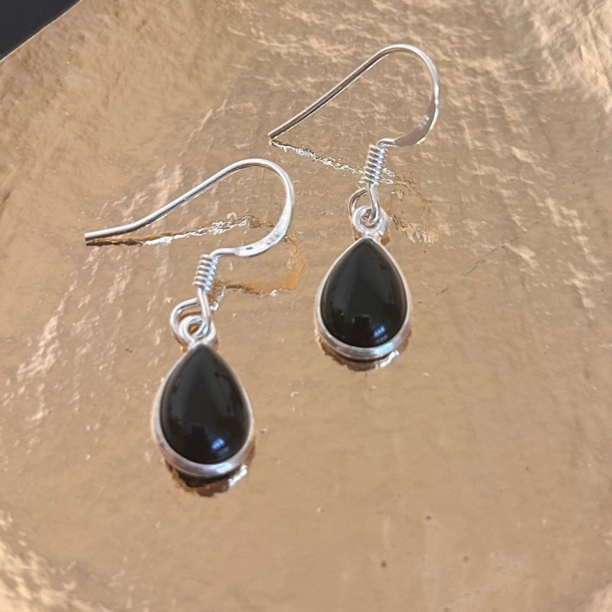 Sterling Silver Teardrop Black Onyx Earrings - Louise's Jewellery Box