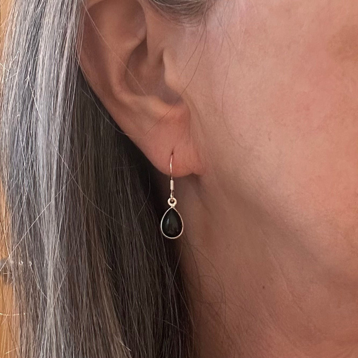 Sterling Silver Teardrop Black Onyx Earrings - Louise's Jewellery Box