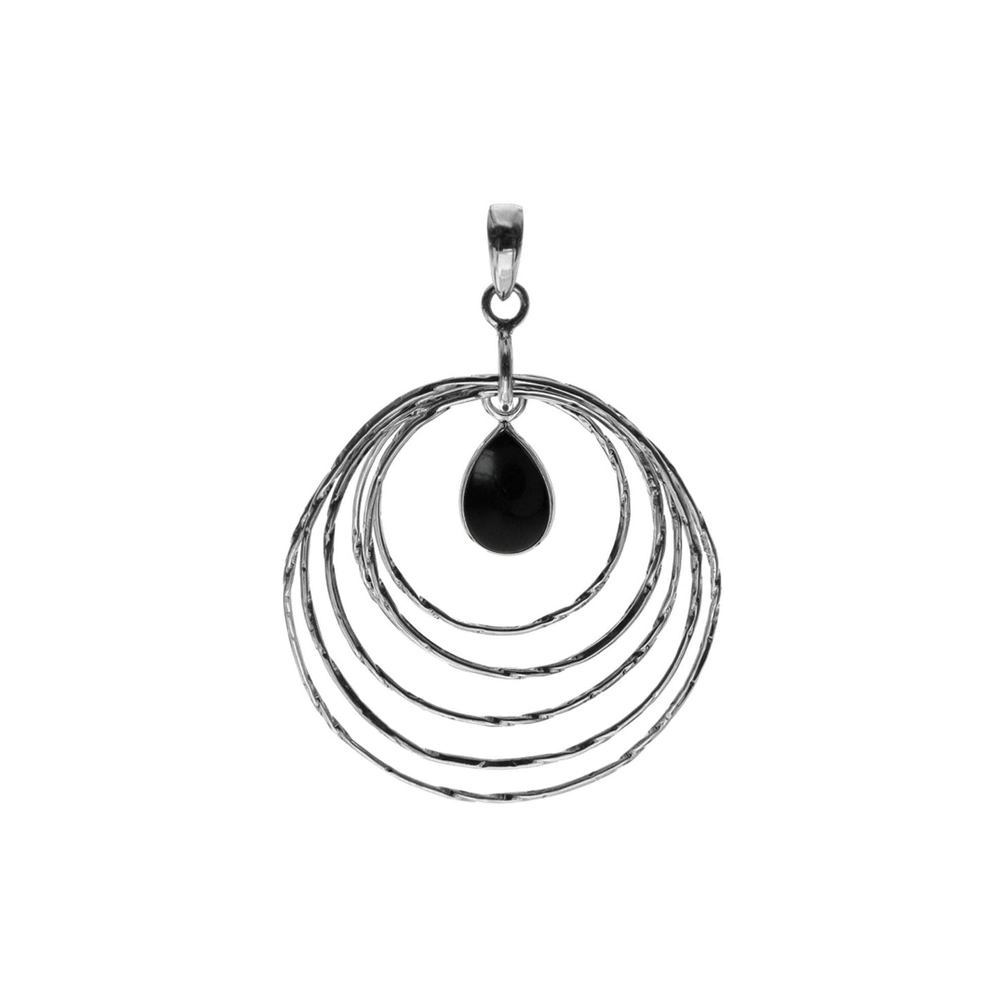 Sterling Silver Teardrop Black Onyx Pendant - Louise's Jewellery Box