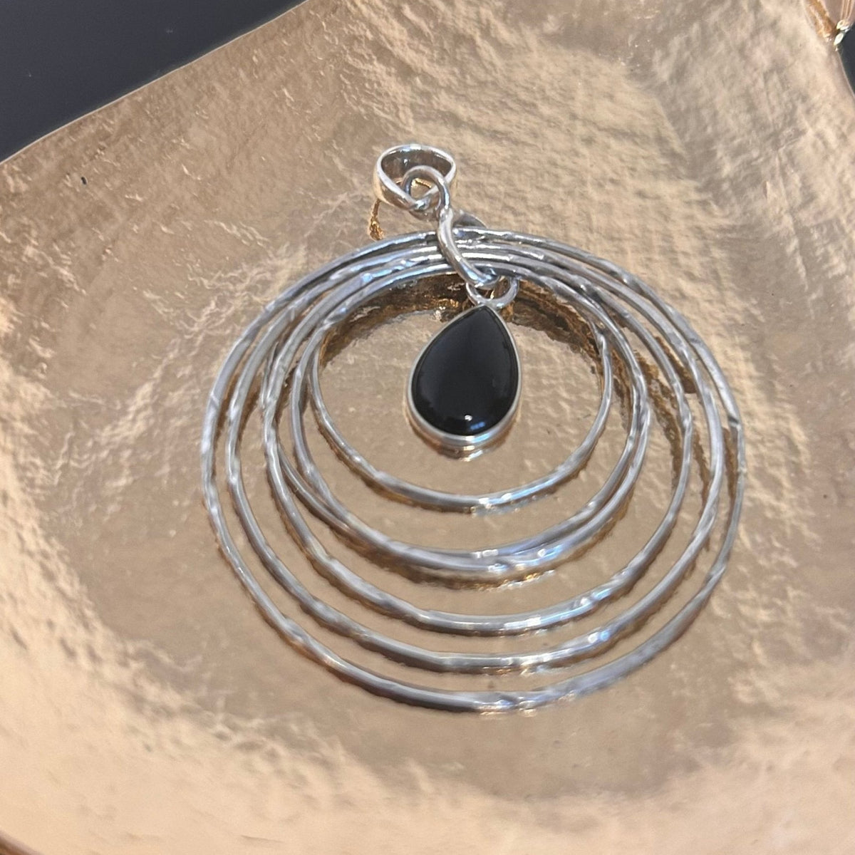 Sterling Silver Teardrop Black Onyx Pendant - Louise's Jewellery Box