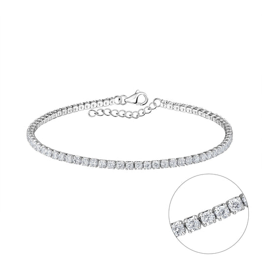 Sterling Silver Tennis Bracelet with Clear Crystals - Louise's Jewellery Box