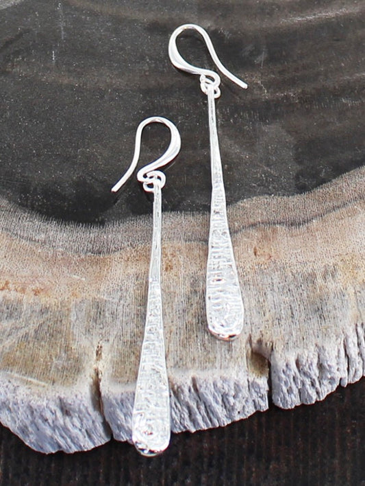 Suzie Blue Silver Plated Beaten Teardrop Earrings - Louise's Jewellery Box