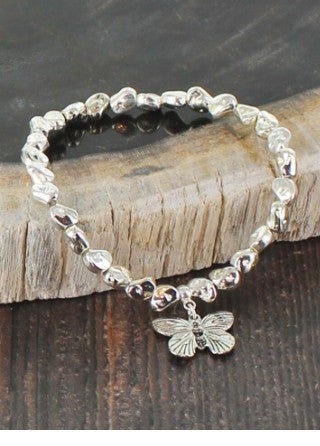 Suzie Blue Silver Plated Butterfly Bracelet - Louise's Jewellery Box