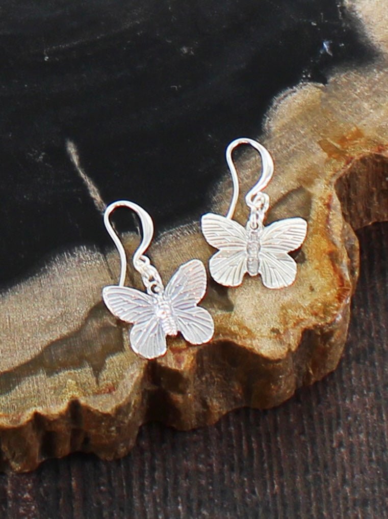 Suzie Blue Silver Plated Butterfly Charm Earrings - Louise's Jewellery Box